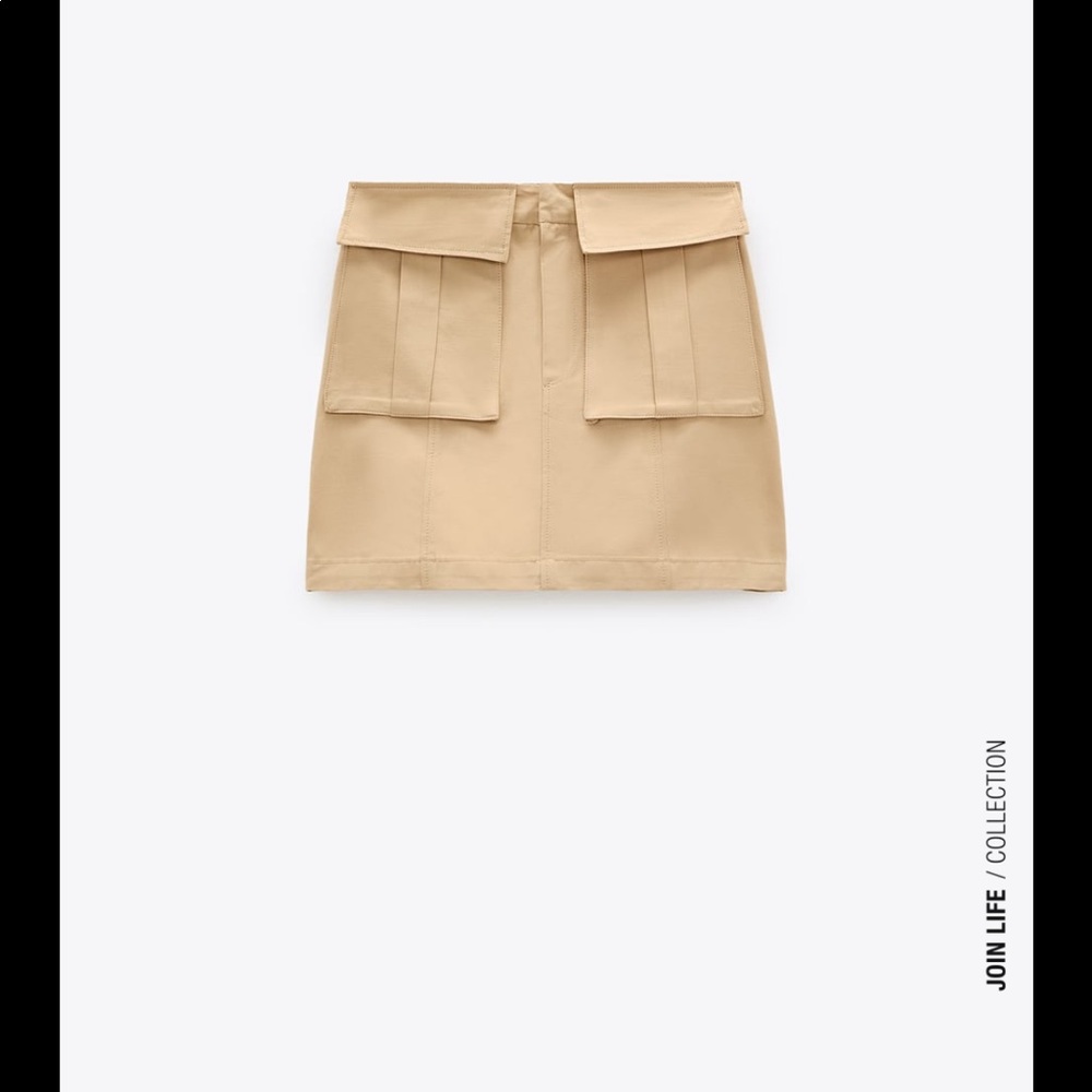 ❌SOLD❌ ZARA RUSTIC MINI SKIRT LIGHT CAMEL SMALL - Picture 2 of 7